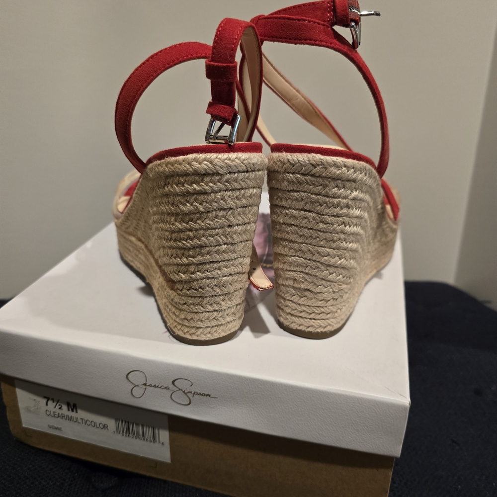 Jessica Simpson Red Wedge Sandals - Picture 6 of 9
